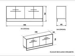 Aparador Polka blanco dorado179.9x47.3x75 cm