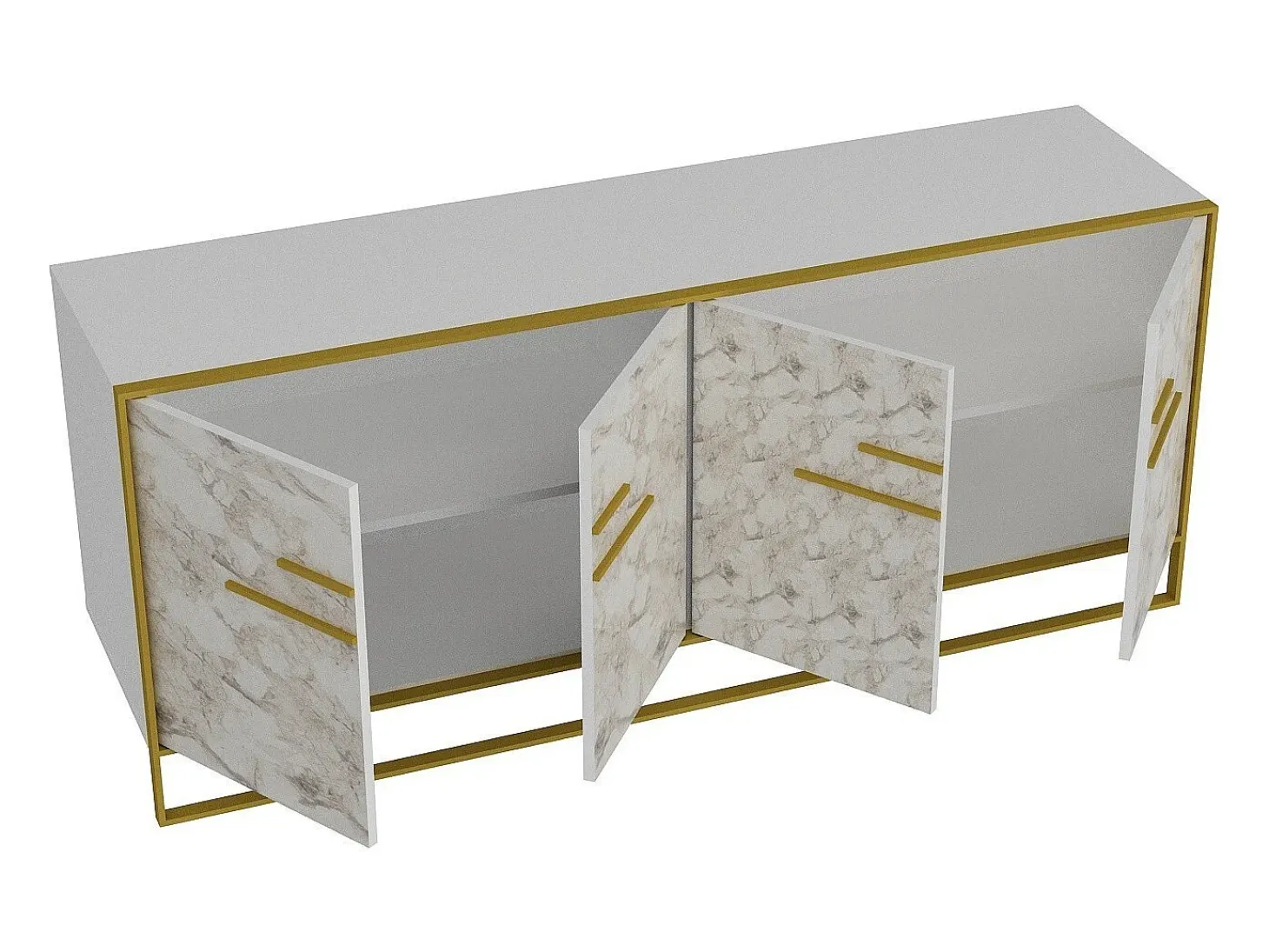 Aparador Polka blanco dorado179.9x47.3x75 cm