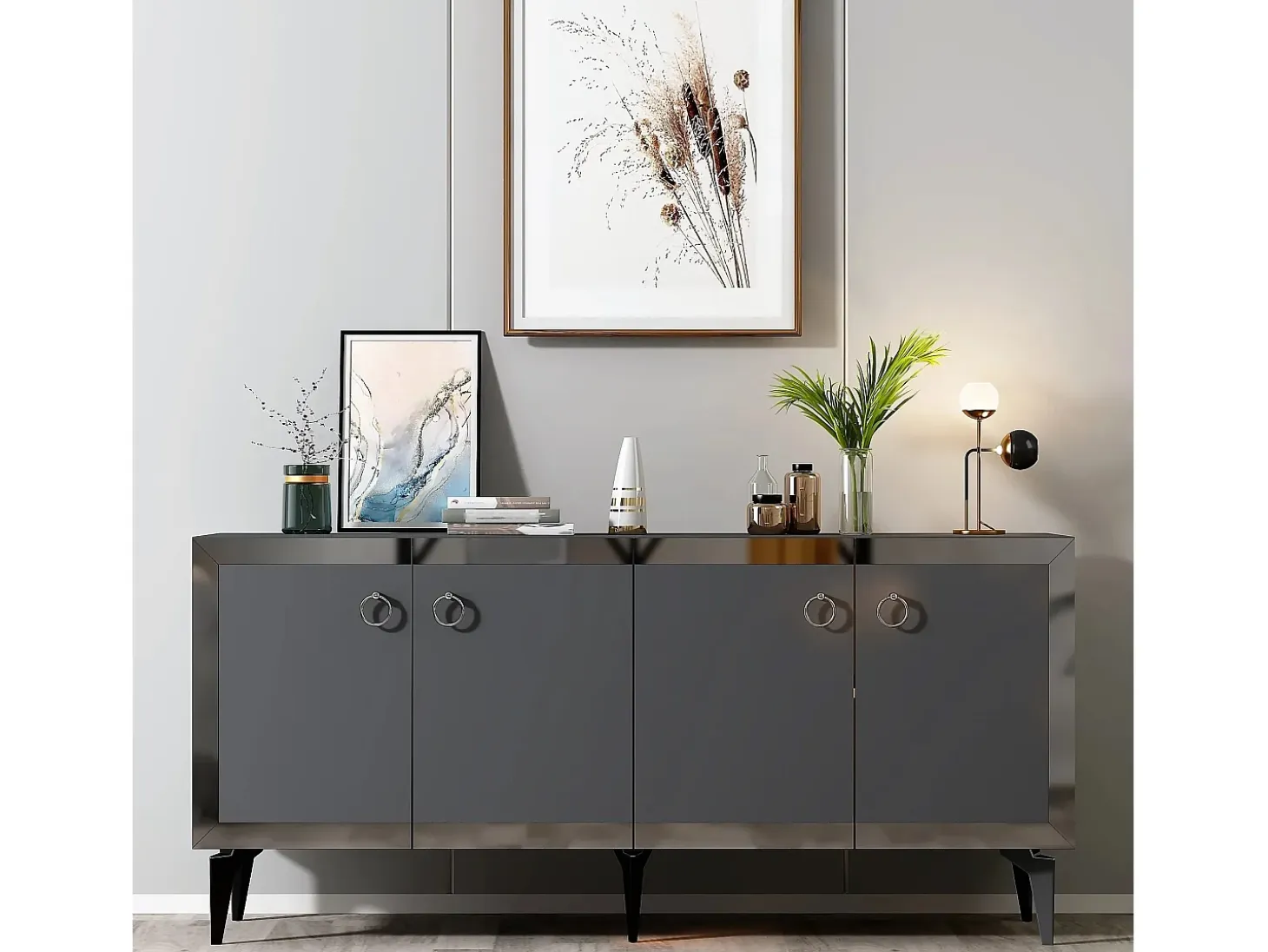 Aparador Ponny Antracita Plata 150x79x40 cm