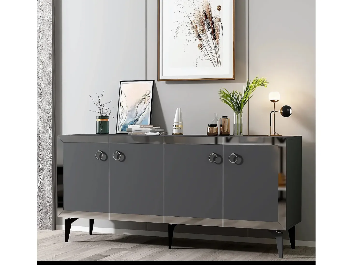 Aparador Ponny Antracita Plata 150x79x40 cm