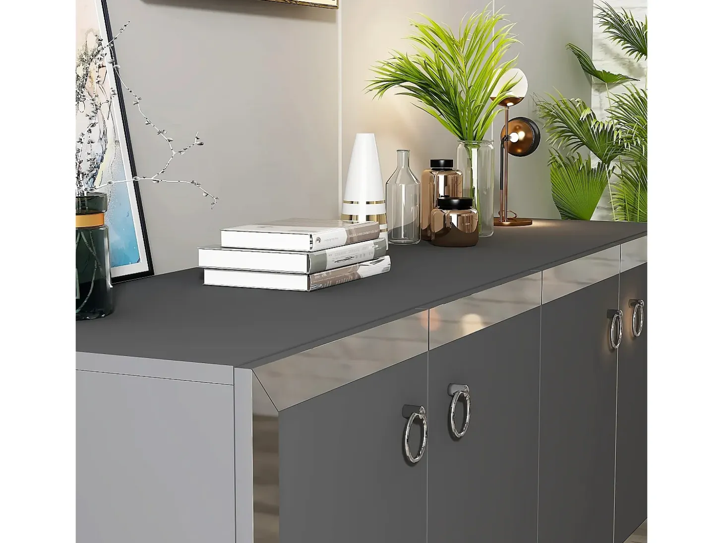 Aparador Ponny Antracita Plata 150x79x40 cm