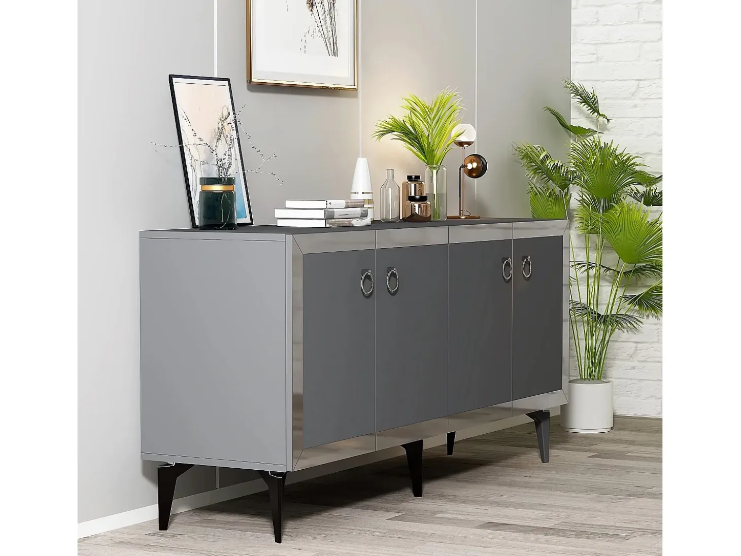 Aparador Ponny Antracita Plata 150x79x40 cm