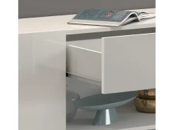 Aparador Potenza con 3 puertas, 1 abatible y 1 cajón blanco brillo 220x40x81 cm