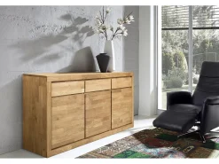 Aparador roble macizo 3 puertas 3 cajones Mulane 175 cm