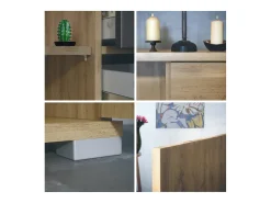 Aparador Rova V2 – Mueble con 4 Puertas y 4 Cajones, Roble Evoke/hormigón oxidado (166,5 x 75,5 x 35)