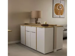 Aparador Salón Acces 4P Roble Hamilton Blanco Mate 161 cm