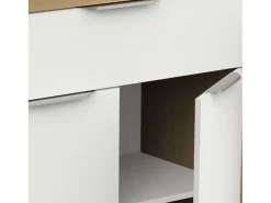 Aparador Salón Acces 4P Roble Hamilton Blanco Mate 161 cm