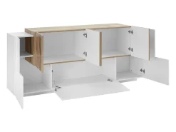 Aparador salón diseño 200cm blanco brillante madera New Coro Kommode