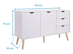 Aparador Salón Fiano blanco estilo nórdico 120x75x39 cm