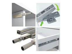Aparador Santo V2, Mueble con 2 puertas y 4 cajones, blanco mate / antracita mate (166,5 x 75,5 x 35 cm)