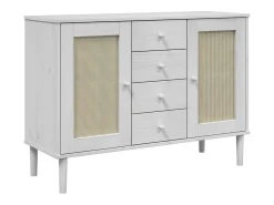 Aparador SENJA aspecto de ratán madera pino blanco 112x40x80 cm