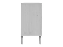 Aparador SENJA en imitación ratán blanco 112x40x80cm madera maciza de pino