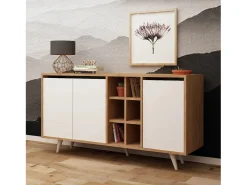 Aparador Seria color roble Blanco 140x40x86 cm