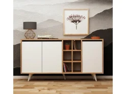Aparador Seria color roble Blanco 140x40x86 cm