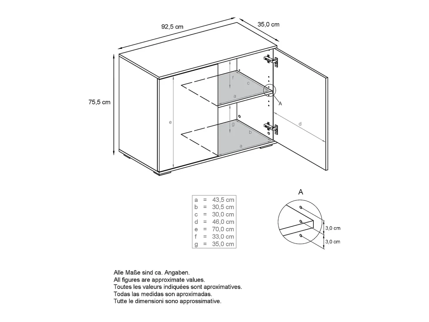 Aparador Skadu V3, Armario de Cocina Moderno con 2 Puertas Grandes blanco mate / burdeos de alto brillo (92,5 x 83.5 x 35)