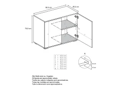 Aparador Skadu V3, Armario de Cocina Moderno con 2 Puertas Grandes antracita mate / crema de alto brillo (92,5 x 73.5 x 35)