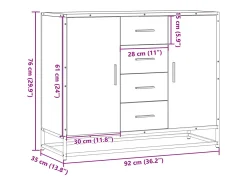 Aparador Sonoma gris 92x35x76 cm madera de ingeniería