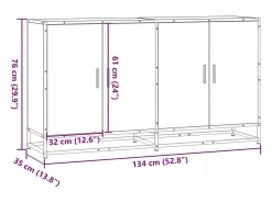Aparador Sonoma gris 134x35x76 cm madera de ingeniería