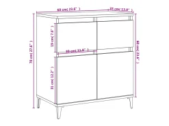 Aparador Sonoma gris 60x35x70 cm Madera de ingeniería