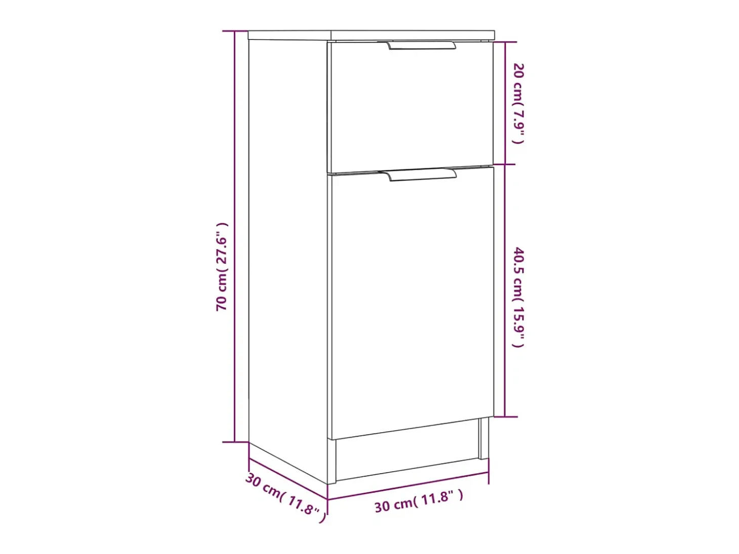 Aparador Sonoma gris 30x30x70 cm Madera de ingeniería