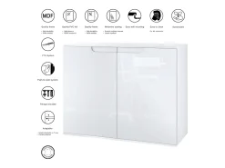 Aparador Sylt V3, Armario de Cocina Moderno con 2 Puertas Grandes blanco mate / blanco de alto brillo (92,5 x 73.5 x 35)