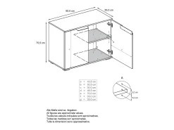Aparador Sylt V3, Armario de Cocina Moderno con 2 Puertas Grandes antracita mate / gris claro satinado (92,5 x 75.5 x 35)
