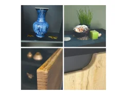 Aparador Sylt V3, Armario de Cocina Moderno con 2 Puertas Grandes antracita mate / gris claro satinado (92,5 x 84.5 x 35)
