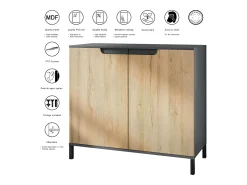 Aparador Sylt V3, Armario de Cocina Moderno con 2 Puertas Grandes antracita mate / negro de alto brillo (92,5 x 83.5 x 35)