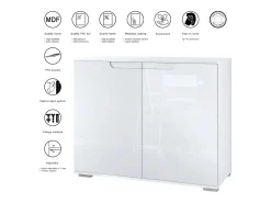 Aparador Sylt V3, Armario de Cocina Moderno con 2 Puertas Grandes blanco mate / hormigón oxidado (92,5 x 75.5 x 35)