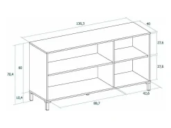 Aparador Tokio 3 puertas albo/rayado 70x136,3x40 cm