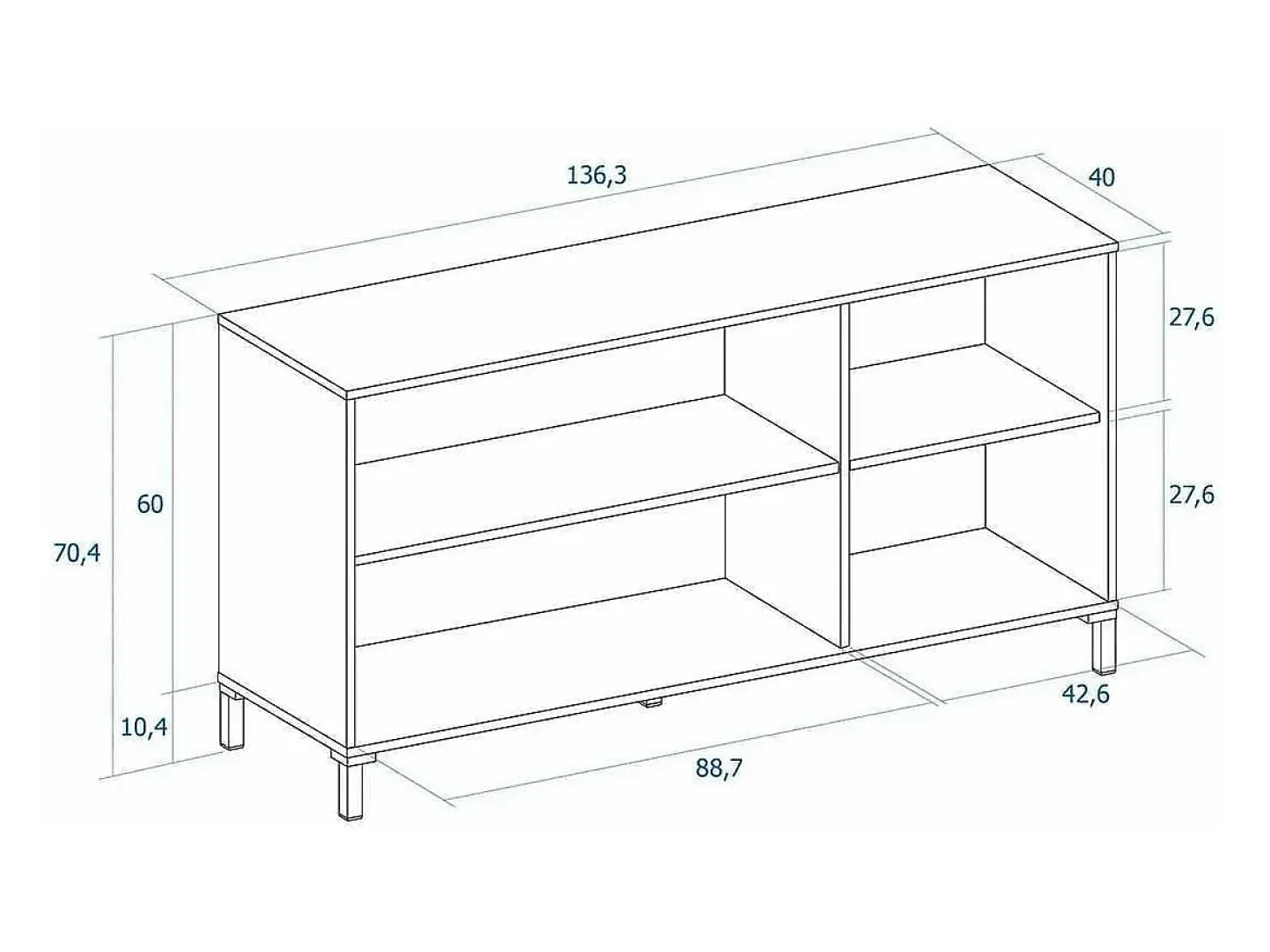 Aparador Tokio 3 puertas albo/rayado 70x136,3x40 cm