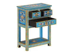 Aparador turquesa de madera maciza de mango 55x30x76 cm