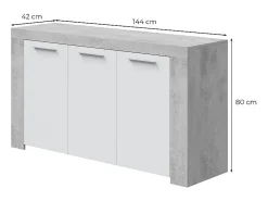 Aparador Urban 3 puertas blanco/cemento 80x144x42 cm