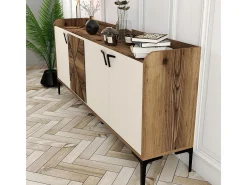 Aparador Venedik crema color nogal 180x35x78 cm
