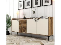 Aparador Venedik crema color nogal 180x35x78 cm
