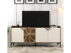 Aparador Venedik crema color nogal 180x35x78 cm