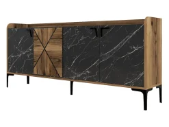 Aparador Venedik negro color nogal 180x35x78 cm