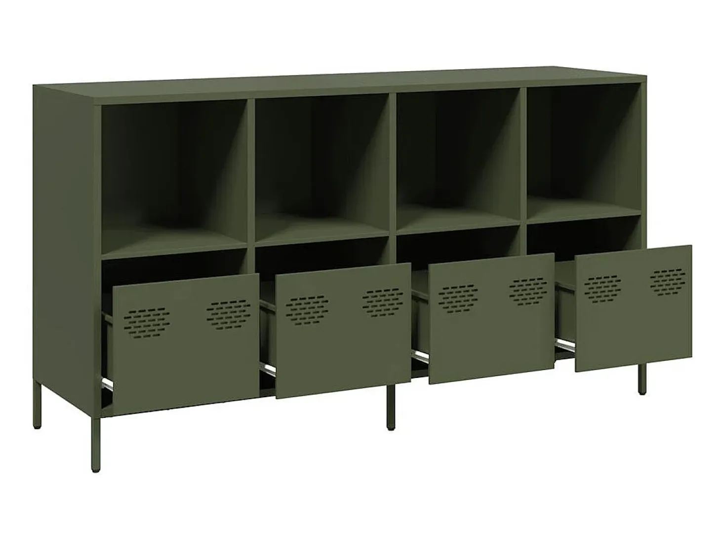 Aparador verde oliva 135x39x73,5 cm acero laminado en frío
