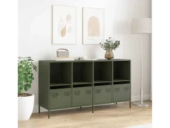 Aparador verde oliva 135x39x73,5 cm acero laminado en frío