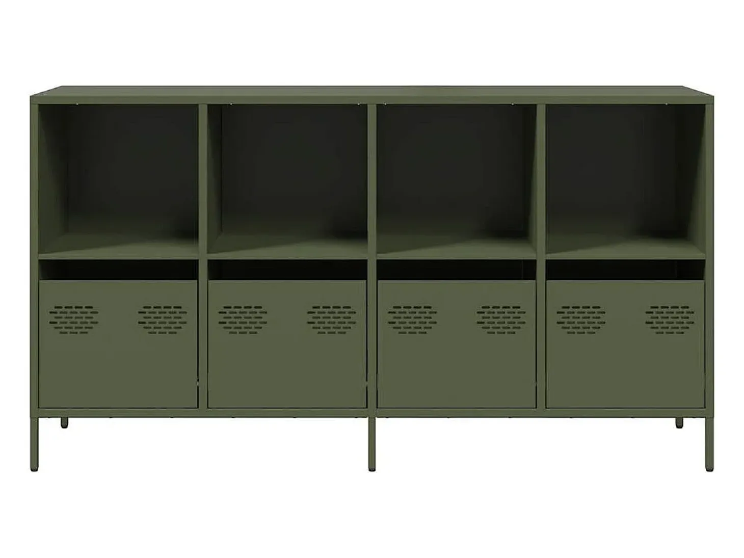 Aparador verde oliva 135x39x73,5 cm acero laminado en frío