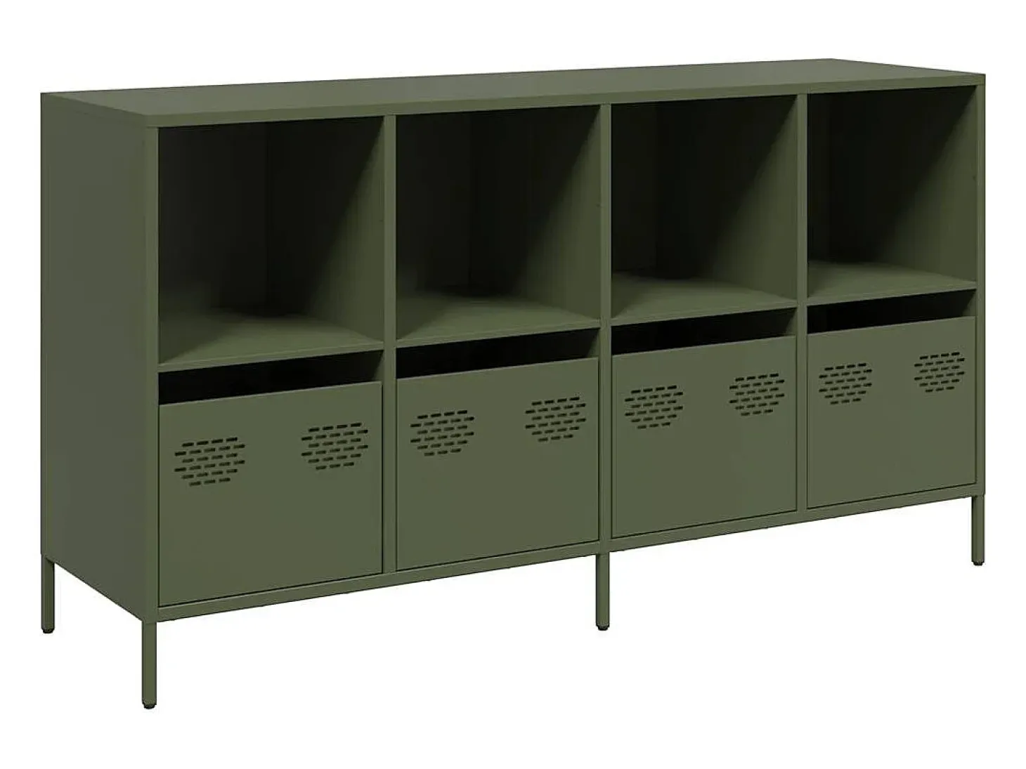 Aparador verde oliva 135x39x73,5 cm acero laminado en frío