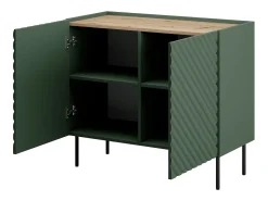 Aparador verde y madera - 2 puertas con relieve - Emile