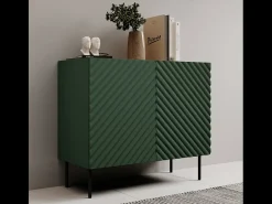 Aparador verde y madera - 2 puertas con relieve - Emile