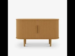 Aparador vintage con 2 puertas correderas de madera 120cm para salón Ambis - Natural