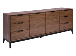 Aparador vintage con acabado de madera de nogal oscuro y metal negro con almacenaje 180 cm SARTO