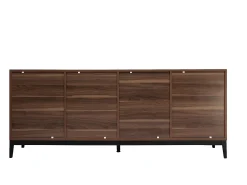 Aparador vintage con acabado de madera de nogal oscuro y metal negro con almacenaje 180 cm SARTO