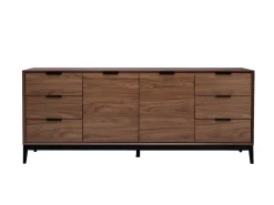 Aparador vintage con acabado de madera de nogal oscuro y metal negro con almacenaje 180 cm SARTO