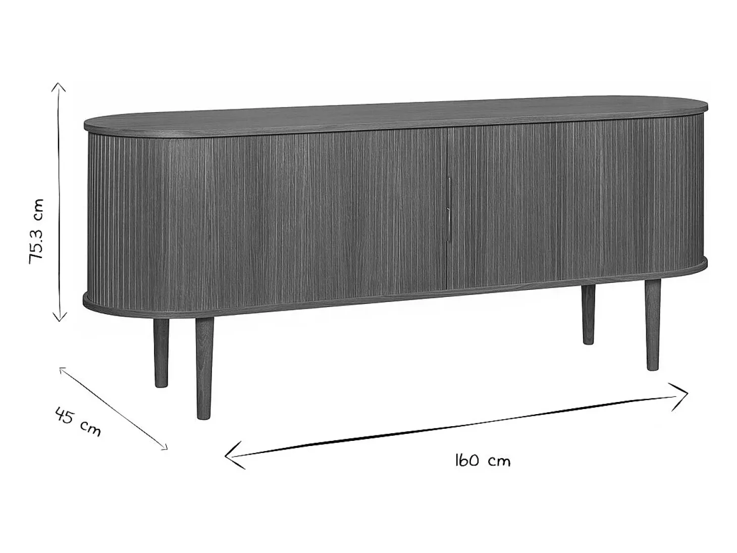 Aparador vintage de madera oscura con 2 puertas correderas 160 cm EPIC