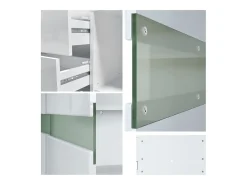 Aparador Vladon Flow, blanco de alto brillo/blanco de alto brillo - Cómoda moderna con acristalamiento Ambient Light para su salón (177 x 75 x 39 cm)