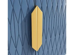 Aparador 140x40x80 cm, estilo contemporáneo, con cuatro puertas y dos estantes regulables en altura, azul